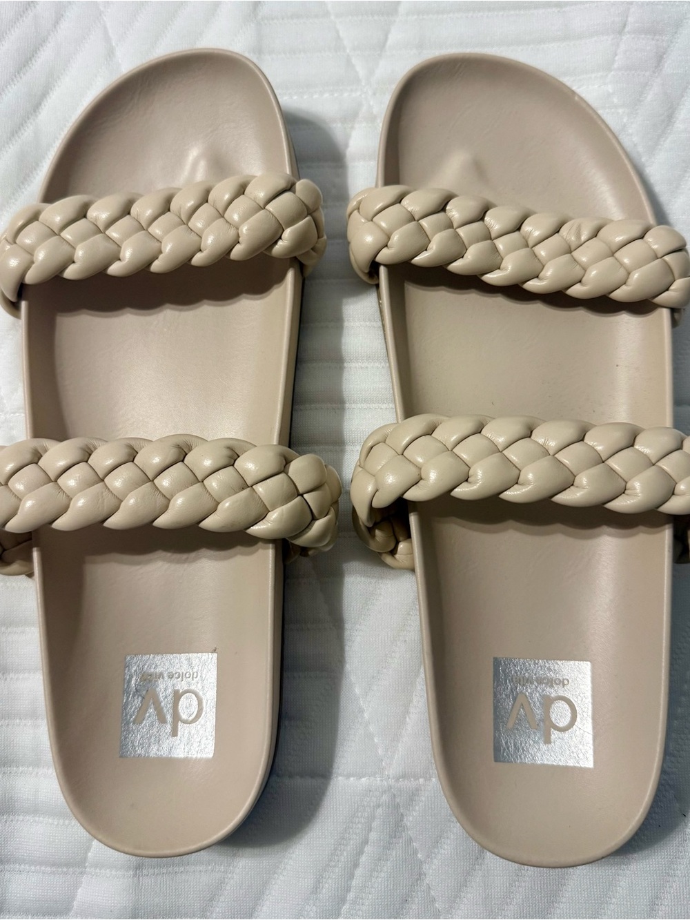 DV by Dolce Vita Braided Double-Strap Slide Sandals in Beige
